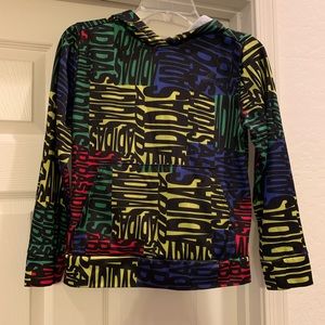 Adidas all over logo color block pullover hoodie size M 10/12